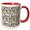 Red/White, variant on 3drose, Brush Strokes, Circles, Black, Image of Gold, Modern, Contemporary, 11oz Two-tone Red Mug