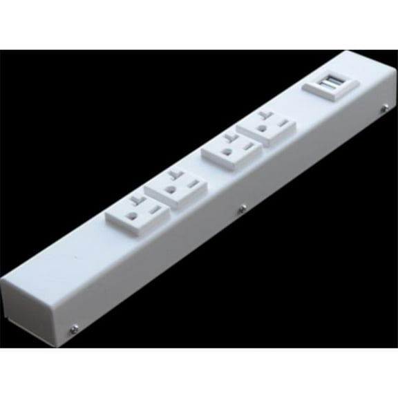 12 in., 20A, 4 Outlets Hardwired Power Strip with USB