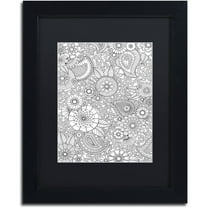 Trademark Fine Art "Paisley Floral" Canvas Art by Hello Angel, Black Matte, Black Frame