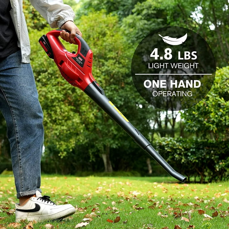 MZK Leaf Blower Cordless Leaf Blower,20V Battery Powered Leaf Blower for  Lawn Care, Electric Lightweight Mini Leaf Blower(Battery & Charger  Included) 