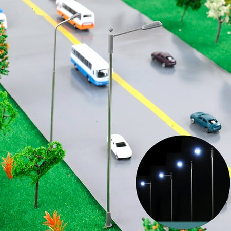 

MyBeauty 10Pcs Double Head Street Light Model LED Lighting Sand Lamp Railway Road Decor