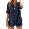 thumbnail image 2 of Loose Solid Color Women's Shirt - Stand Collar, Long Sleeve, for Casual and Festival Wear, 4Xl, Blue, 2 of 8