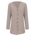 thumbnail image 4 of Women's Ribbed Knit Cardigan Anti-Pill Cloud Comfort Cardigan Fall Lightweight Open Front Coat Coffee Run Chic Pocket Packable Layer Fine Brushed Soft Long Sleeve Khaki XXXL, 4 of 9
