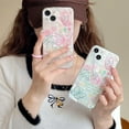 thumbnail image 6 of Butterfly Phone Case for iPhone 12 Pro, Cute Korea Shell Pattern Glitter Painted Colorful Line Flower Graffiti Butterfly Phone Cover for Women Girls, 6 of 6