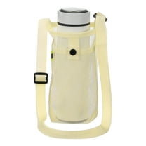 Water Bottle Holder with Shoulder Strap, Mesh Water Bottle Sleeve Bag, Crossbody Bottles Carrier Sling Pouch for Hiking Gym Camping Walking Travel, Cream