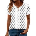 thumbnail image 4 of MORESEC Women Plus Size Short Sleeve V Neck Tie Front Polka Dot Blouses Dressy Casual Tops Cute Tee Shirts Summer Vacation Party Clothes, White 3XL, 4 of 5