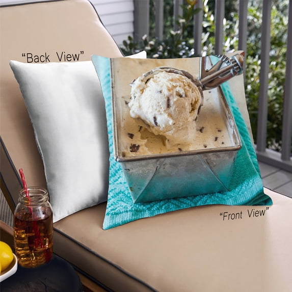 Ahgly Company Foods Ice Cream Outdoor Throw Pillow, 18 inch by 18 inch