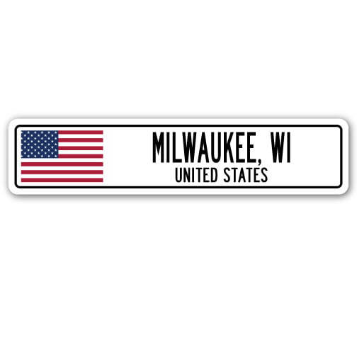 MILWAUKEE WI UNITED STATES Aluminum Street Sign American flag city country gif 