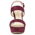 thumbnail image 6 of BLISSFUL STEP Mother's Day Women's Platform Heels Chunky Heel Slingback Open Toe Sandals Burgundy 6, 6 of 8