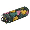 thumbnail image 2 of Hair Tool Organizer Bag with Heat Resistant Mat Removable Travel Storage Case for Hot Air Brushes Curling Irons Retro Tropical Leaves, 2 of 8