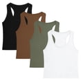 thumbnail image 7 of 4 Pieces Women's Crop Tops Cotton Basic Tank Tops Racerback Sleeveless Sports Workout Crop Tank Tops, 7 of 7
