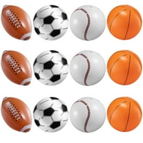 Rykon Inflatable Sports Beach Balls Variety Pack, 12 Pieces, 16-Inch, Includes Basketball, Baseball, Football & Soccer Beach Balls, Pool Toys, Sports Theme Party Favors & Birthday Decorations