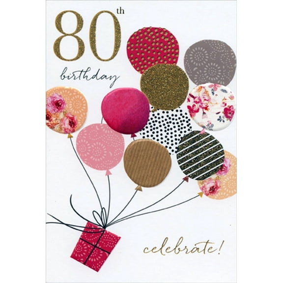 Pictura Balloons Lifting Gift Sara Miller 80th Birthday Card