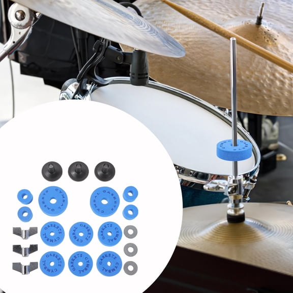 FENGGUIQU 1Set Drum Accessories Blue Eva Foam Cymbal Pads Clutch Gasket and Stand Tubes for Drum Kit