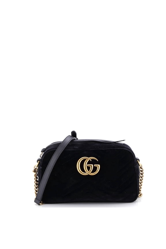 Pre-Owned GG Marmont Shoulder Bag Matelasse Velvet Small By Rebag