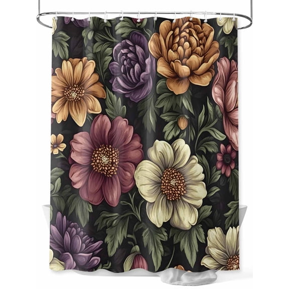 Fsddascl Sunflower Shower Curtain Set - 36" x 78" Washable Bathtub Curtain with 12 Hooks, Watercolor Flower Plant Vintage Leaf Waterproof Fabric Stall Shower Curtains for Bathroom/Bathtub Décor