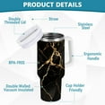 thumbnail image 4 of Luxury Black Gold Marble 40 oz Tumbler with Handle and Straw Lid Vacuum Insulated Cup Leak-Proof for Water Iced Tea Coffee, 4 of 9