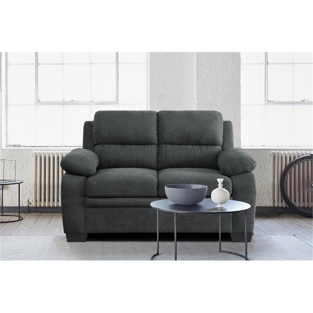 Lexicon Modern Tufted Loveseat with Exposed Legs, Dark Gray