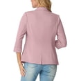 thumbnail image 6 of JWD Women's Slim Fit 3/4 Sleeve Notched Lapel Blazer - One Button Business Office Jacket with Pockets Pink 12, 6 of 6
