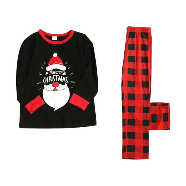 Toystoory Conjunto de pijamas familiares navideños con cuello y pantalones superiores para dormir BB Kits de decoración para fiestas Niño 8-9 años