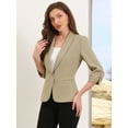 thumbnail image 4 of DARING DIVA Women's 3/4 Sleeve Shawl Lapel Work Blazer with Pockets XS Khaki, 4 of 6
