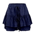thumbnail image 4 of MIXUE Womens Skirts Solid Color Summer Fashionable Sexy Drawstring Pleated Wide Leg Casual Mini Skirt Daily-Wear,Blue,S, 4 of 9