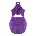 thumbnail image 3 of MSemis Kids Girls Lyrical Dance Costume Halter Modern Contemporary Dance Dress Purple 6, 3 of 5