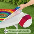 thumbnail image 5 of Colorful Rainbow Tie Dye Spiral Pattern Round Fitted Tablecloth with Elastic Edge,Dining Table Cover Waterproof,Outdoor Round Tablecloth for Camping,Dining,Indoor and Outdoor, 5 of 7