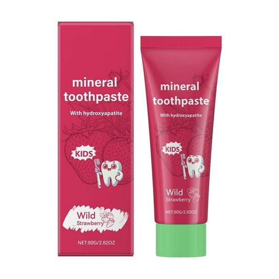 HHBEAUTY Kids Natural Probiotic Hydroxyapatite Toothpaste, Fluoride Free Toothpaste Remineralising Enamel Repair Suitable for Children 2  Helps Sensitive Teeth Brightening - Wild Strawberry Flavour