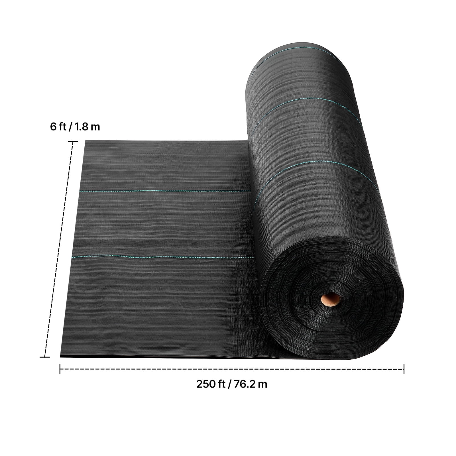 KFFKFF Durable Weed Barrier Fabric, 6x250FT 5oz Landscape Material, Woven Ground Cover for Weed Control, Gardening Mat, Geotextile Webbing, Black