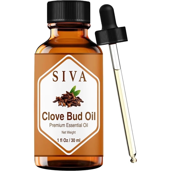 SIVA Clove Bud Essential Oil - 1 Fl Oz – 100 % Natural Clove Bud Oil - for Diffuser, Face, Skin Care, Aromatherapy, Hair Care, Scalp and Body Massage - with Dropper