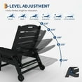thumbnail image 3 of 2-Pack HDPE Pool Lounge Chairs - 5-Position Adjustable Chaise Lounges w/Casters & Cup Holder (450lb Capacity, Black/White/Grey), 3 of 7