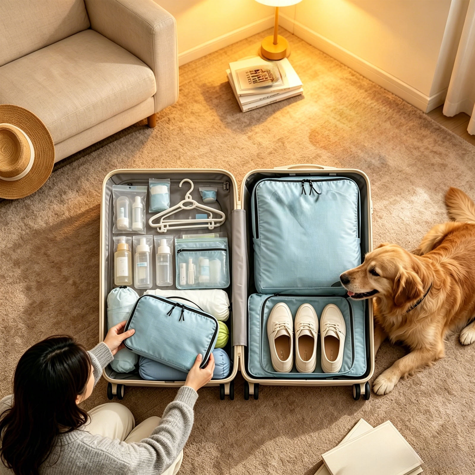 PONPRNGY 1Pc Compression Packing Cubes for Travel, Lightweight Packaging Organizer Bags for Carry On Space Saving, Travel Essentials Cubes for Suitcase Backpack