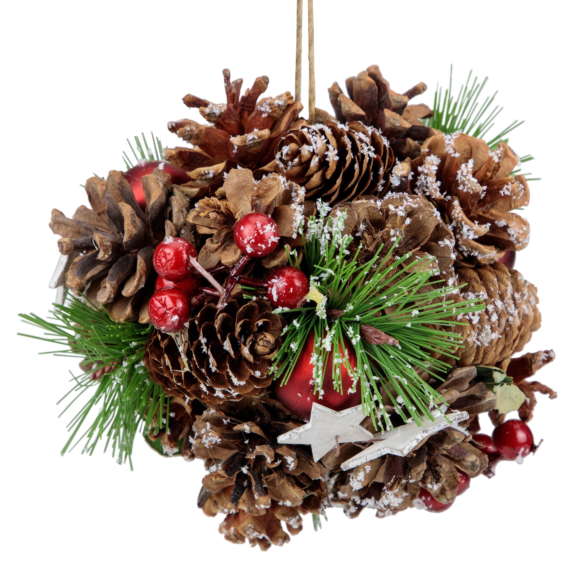 Northlight Brown Wooden Pine Cones Stars Balls Hanging Christmas Decorative Accent Ornament, 5.5"