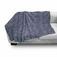 thumbnail image 3 of Abstract Soft Flannel Fleece Throw Blanket, Hand-drawn Waves Striped Petals and Leaves Pattern in Retro Style, Cozy Plush for Indoor and Outdoor Use, 50" x 60", Dark Blue Violet, by Ambesonne, 3 of 6