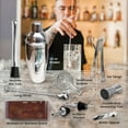 thumbnail image 2 of Bar Social Bartender Cocktail Kit – Bartender Accessories Tools for Drinks – Set of 10 Bar Mixer Set with Bamboo Stand - Stainless Steel, Dark Brown, 2 of 5