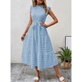 thumbnail image 4 of Women Summer Casual Midi Maxi Dresses Short Sleeve Light Blue M, 4 of 8