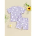 thumbnail image 5 of Elippeo Toddler Girls Summer Shorts Sets 6 12 18 24 Months 3 4 Years Short Sleeve Floral/Butterfly Print Tops Shorts Sets, 5 of 10