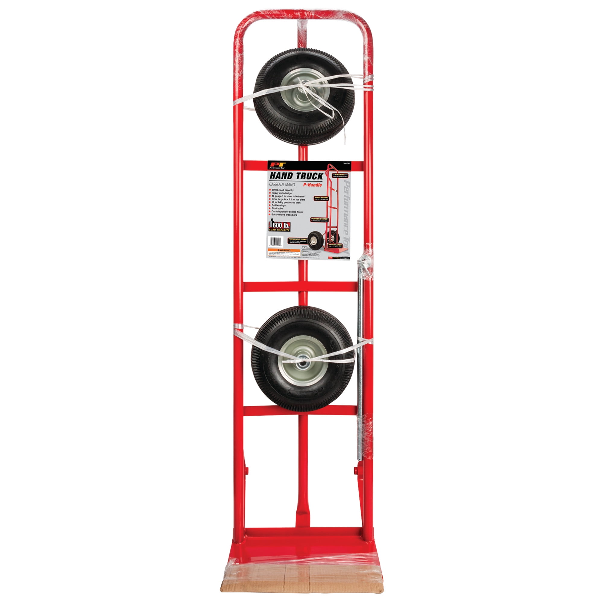 Performance Tool W41060 Heavy Duty Steel Hand Truck with Extra Large Toe Plate, Powder-Coated, Red