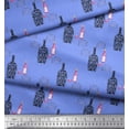thumbnail image 3 of Soimoi Blue Cotton Voile Fabric Bottle & Crockery Kitchen Fabric Prints by Yard 42 Inch Wide, 3 of 3