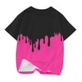 thumbnail image 4 of AJTQTH Boys Girls Cute Tshirts Kids Color Block Short Sleeve Crewneck Tees Tops Summer Casual Comfortable Fit Loose Shirts Blouses Clothes Outfits Hot Pink 3-4 Years, 4 of 4