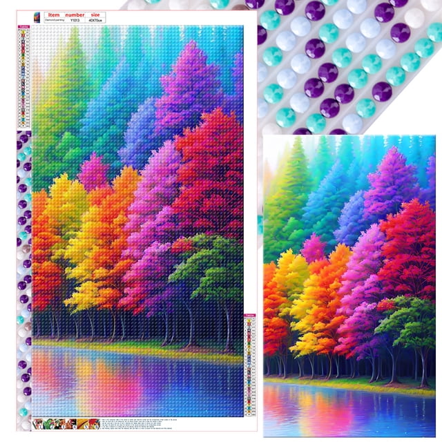 Y1013 Serie Paisaje Arcoíris Diamantes Redondos Resina 40*70CM