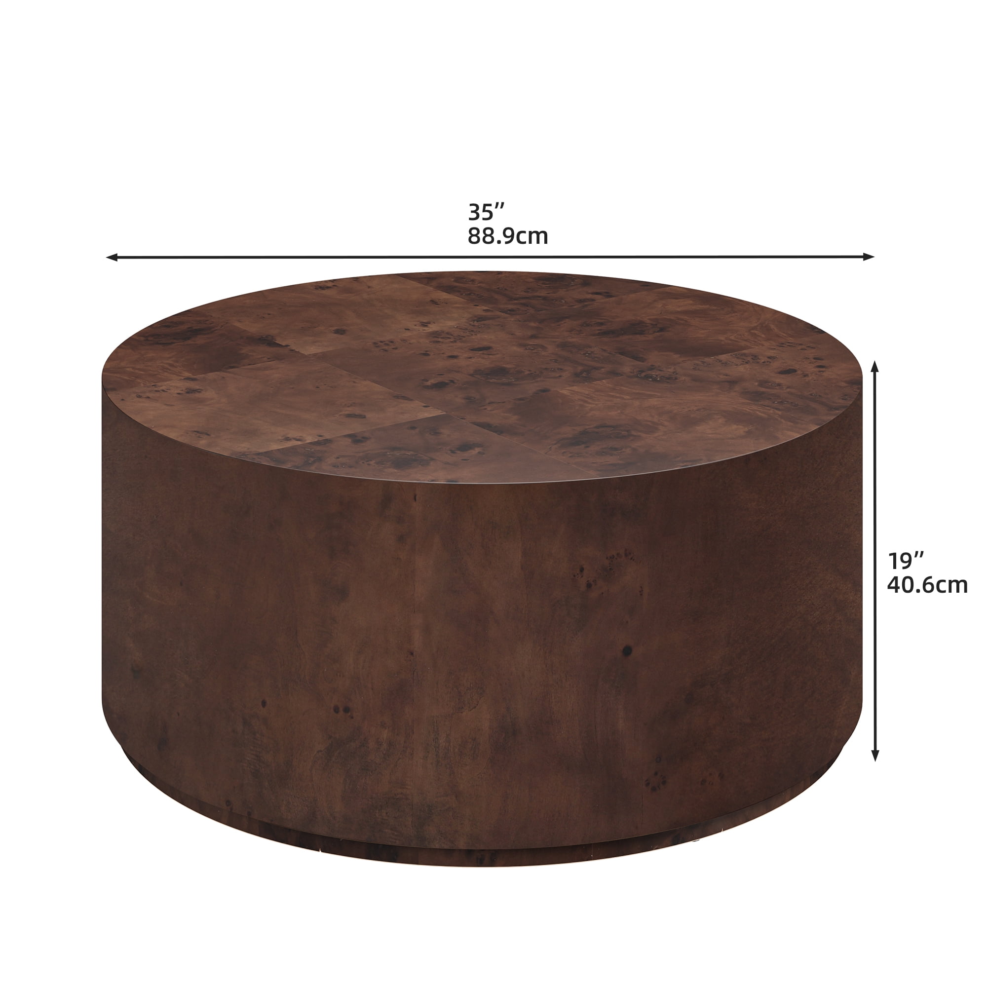 Uforic 16''H Burl Wood Coffee Table, Natural Coffee Side Table for Living Room & Office, Brown