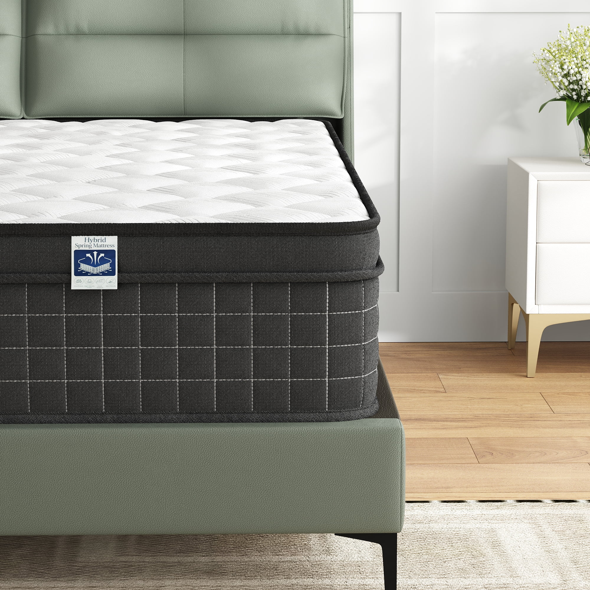 King Size 12" Hybrid Mattress - Gel Memory Foam & Pocket Springs, Medium Firm Feel, Motion Isolation, Pressure Relief, CertiPUR-US
