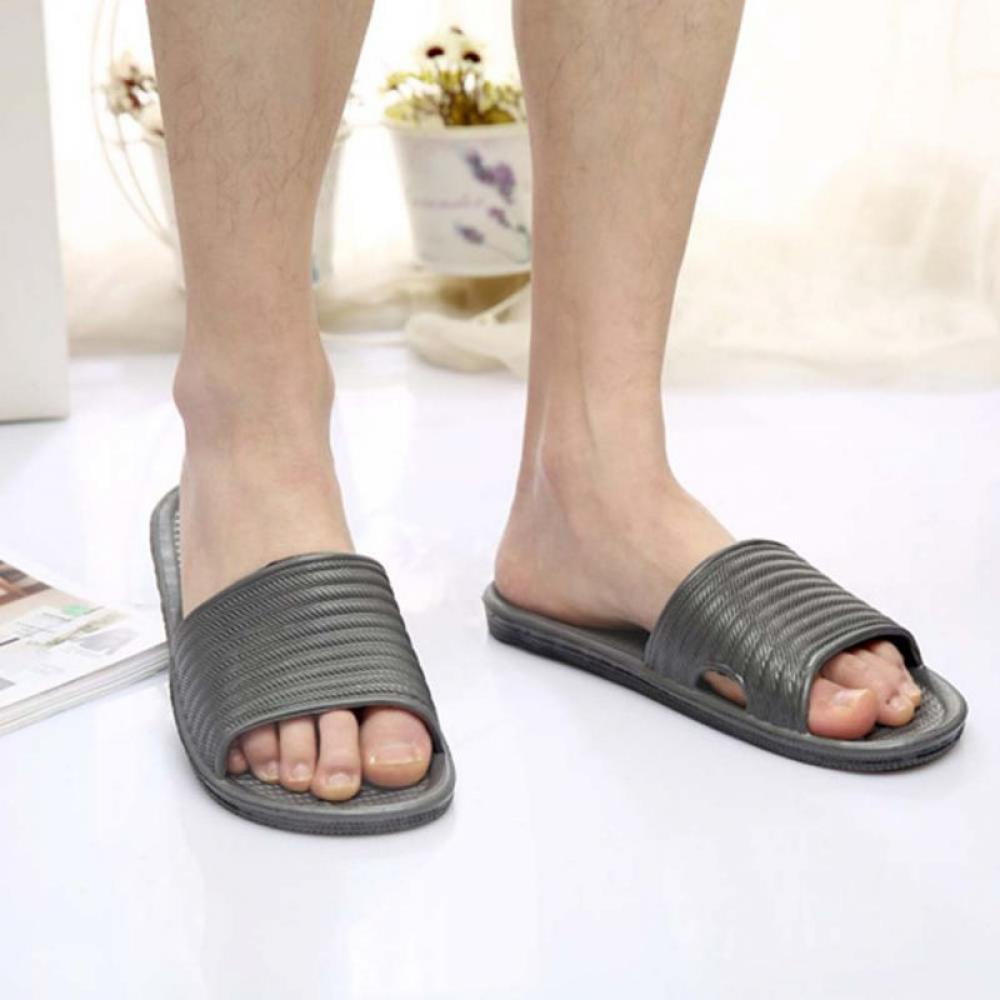 2018 Summer Men Casual Male Stripe Flat Bath Slippers Summer Sandals Indoor & Outdoor Slippers