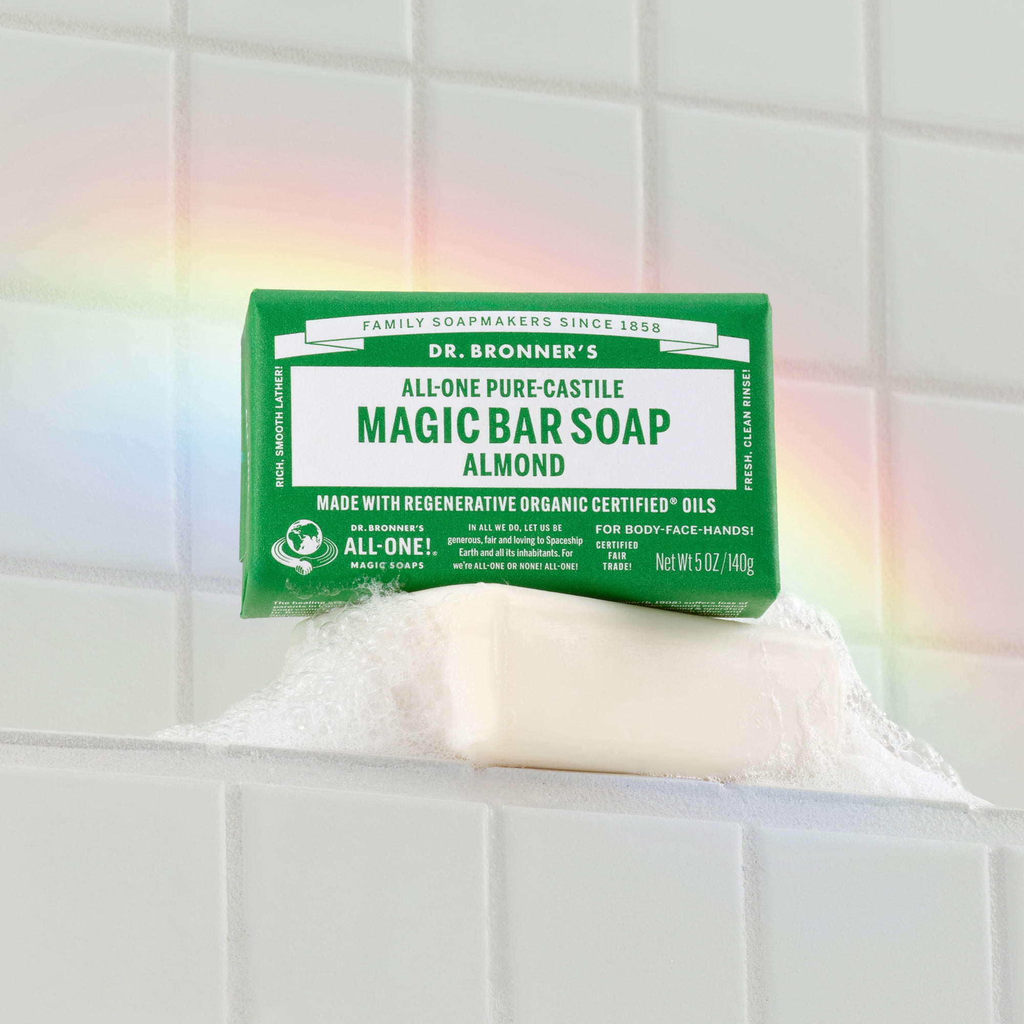 (2 pack) Dr. Bronner's Magic Bar Soap - Almond - Pure-Castile Soap - 5 oz - for face, body, hands