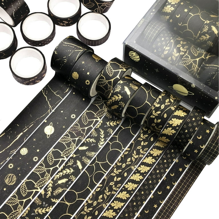 WASHI 15/10mm set - BLACK Musical Notes + Lt. Gold - OOPS – simply gilded
