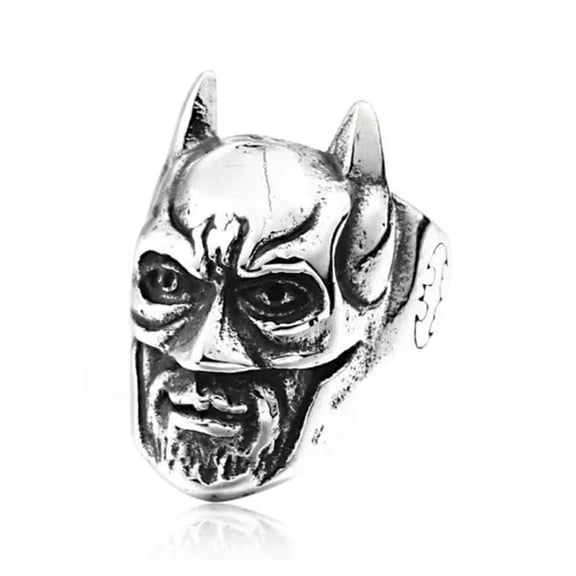 HOOUN Bat Hero Mask Super Hero Man Ring Stainless Steel Vintage Biker Lucky Punk Ring-8