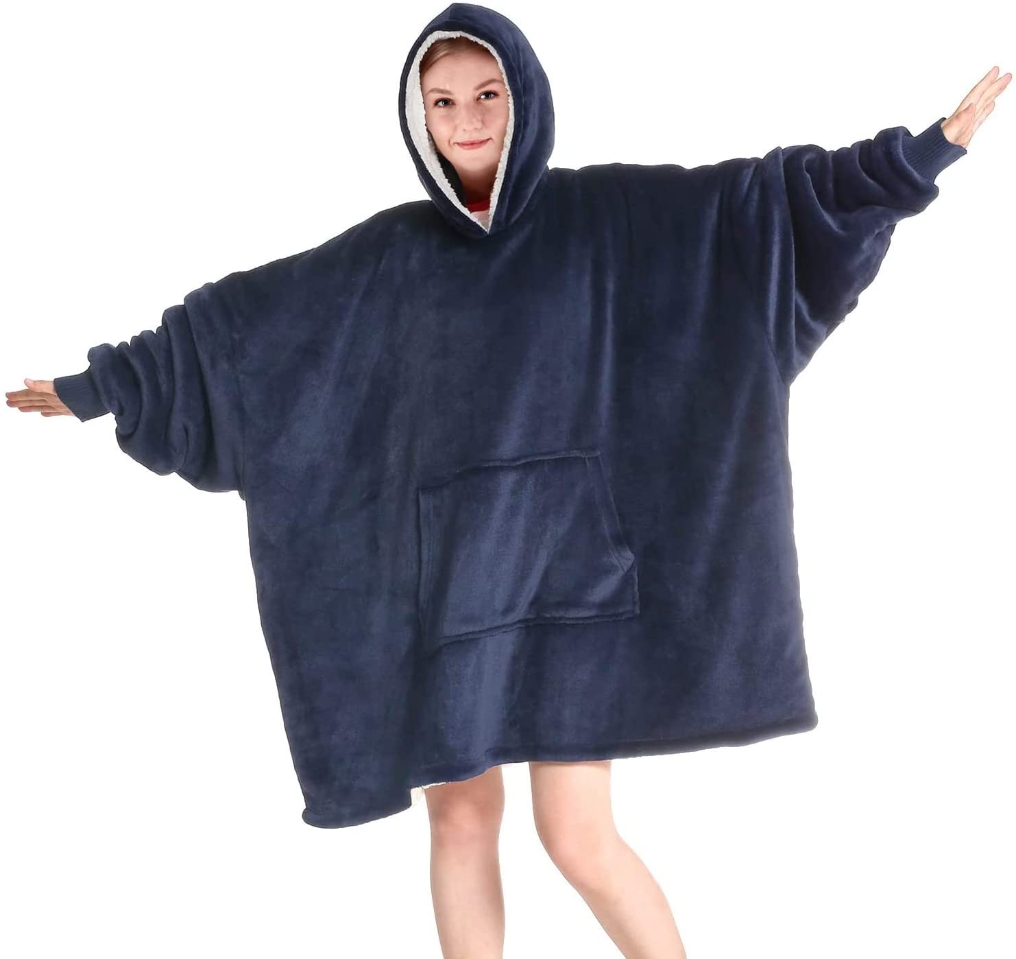 Touchat Wearable Blanket Hoodie, Oversized Sherpa Blanket Sweatshirt