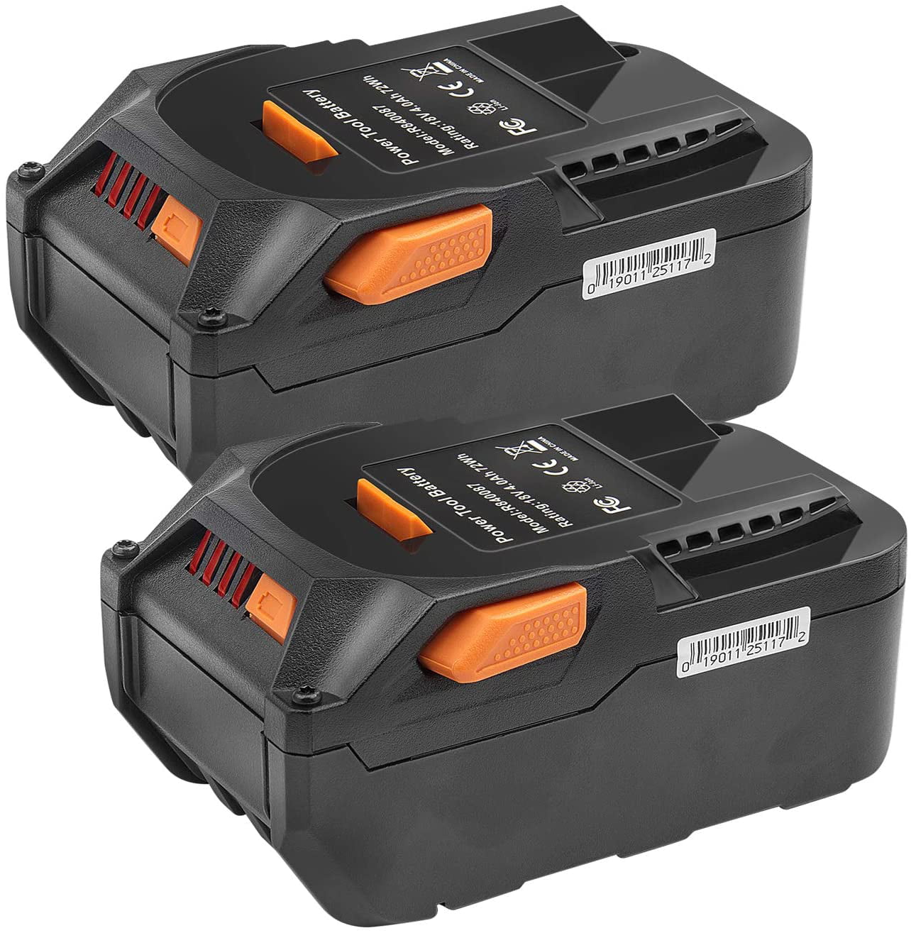 2 Pack 18V 4.0Ah Lithium-Ion Battery for RIDGID R840087 R840085 R840083